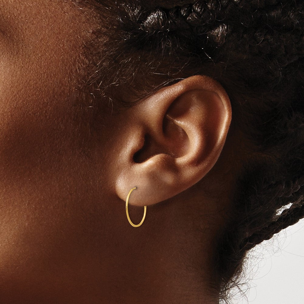 14K Yellow Gold Madi K 1mm Hoop Earrings