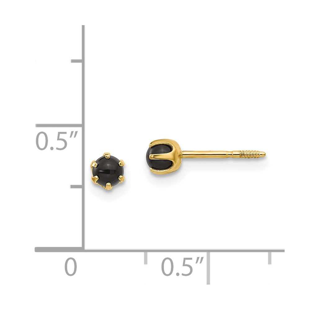 14K Yellow Gold Madi K 3mm Onyx Post Earrings