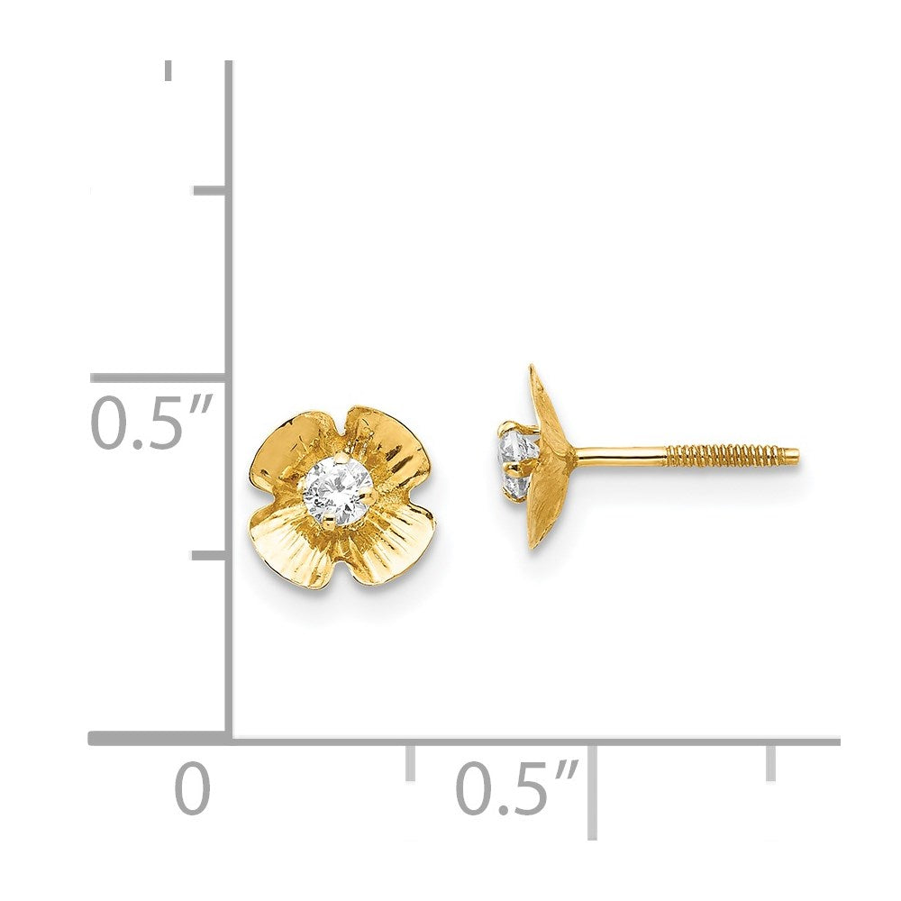 14K Yellow Gold Madi K Flower 2.5mm CZ Post Earrings