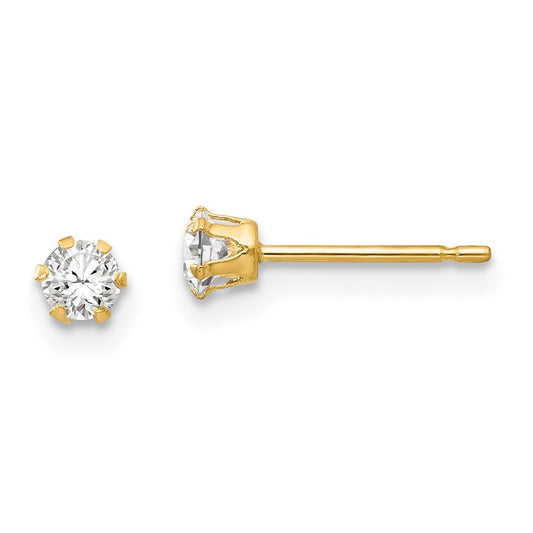 14K Yellow Gold Madi K CZ Stud Post Earrings