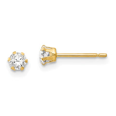 14K Yellow Gold Madi K CZ Stud Post Earrings