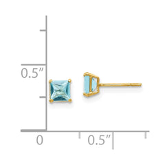 14K Yellow Gold Madi K Blue Topaz 4mm Square Post Earrings