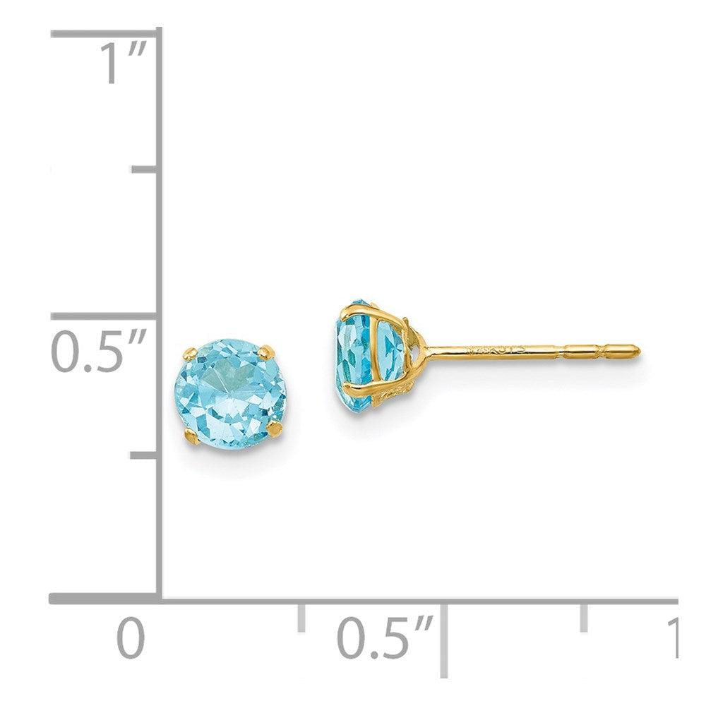 14K Yellow Gold Madi K Round Blue Topaz 5mm Post Earrings