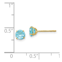 14K Yellow Gold Madi K Round Blue Topaz 5mm Post Earrings
