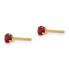 14K Yellow Gold Madi K Round Garnet 3mm Post Earrings