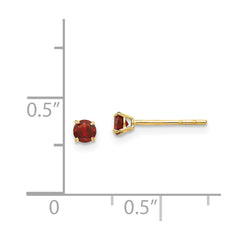 14K Yellow Gold Madi K Round Garnet 3mm Post Earrings