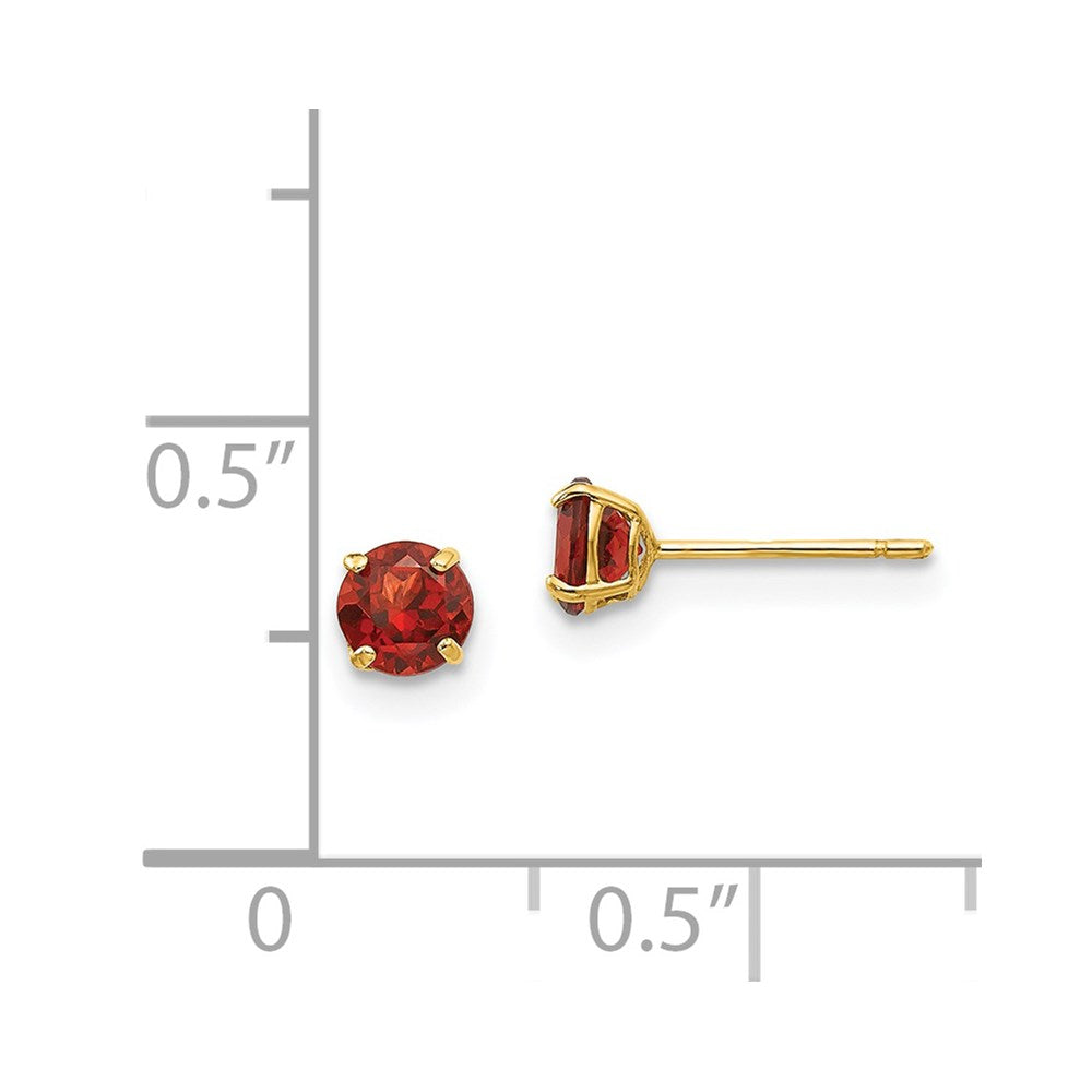 14K Yellow Gold Madi K Round Garnet 4mm Post Earrings