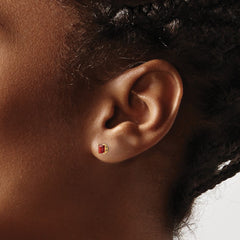 14K Yellow Gold Madi K Garnet 4mm Square Post Earrings