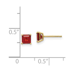14K Yellow Gold Madi K Garnet 4mm Square Post Earrings