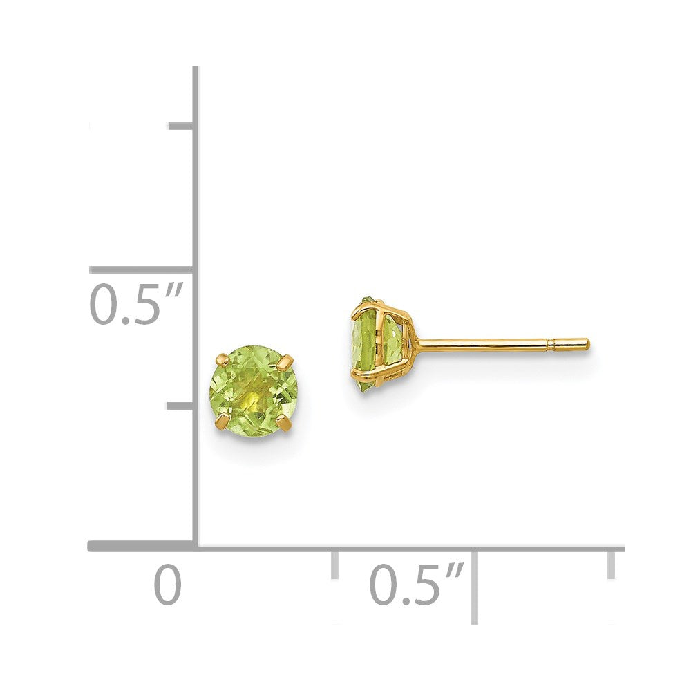 14K Yellow Gold Madi K Round Peridot 4mm Post Earrings