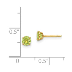 14K Yellow Gold Madi K Round Peridot 4mm Post Earrings