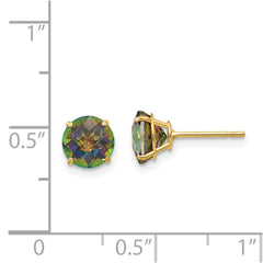 14K Yellow Gold Madi K Round Mystic Topaz 6mm Post Earrings