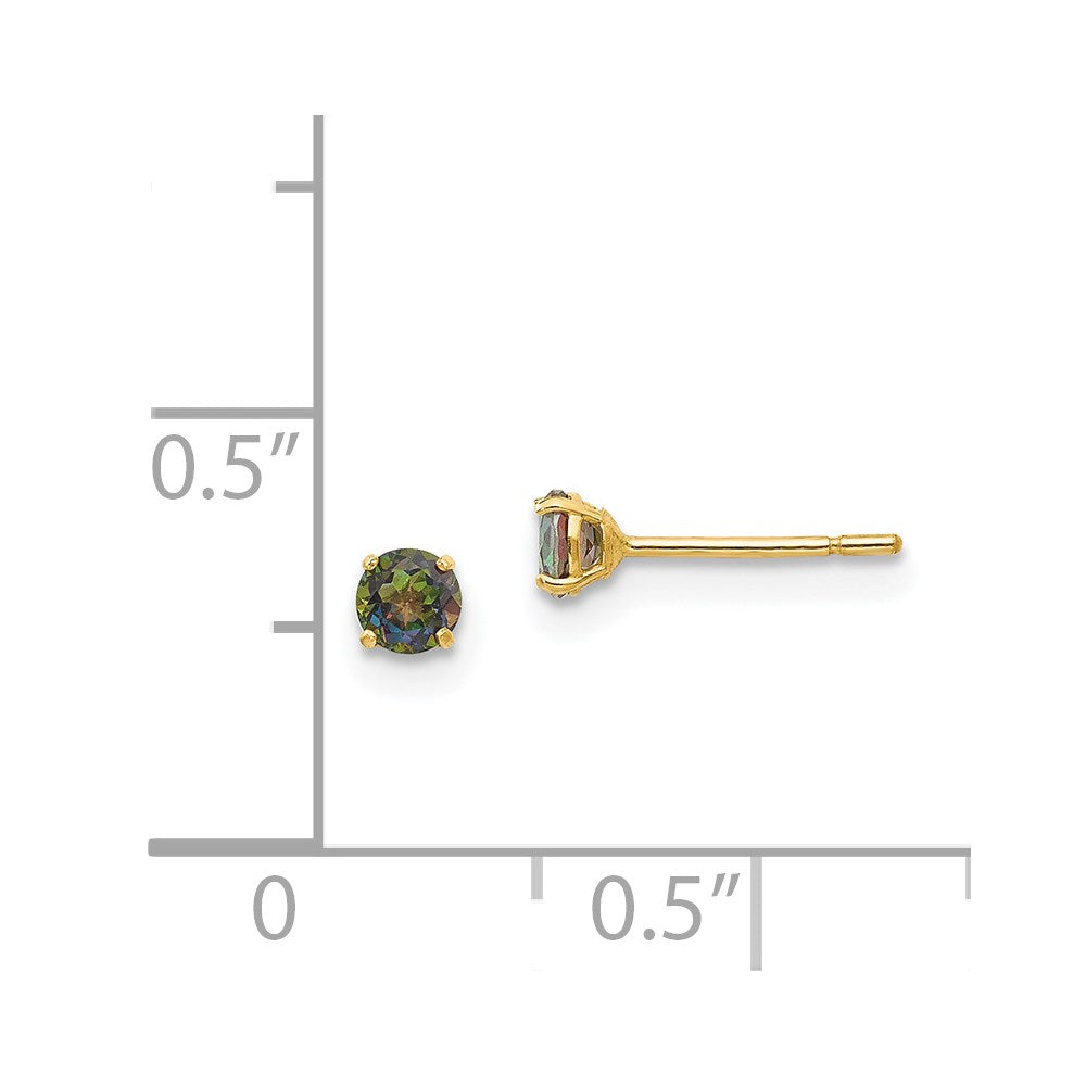 14K Yellow Gold Madi K Round Mystic Topaz 3mm Post Earrings