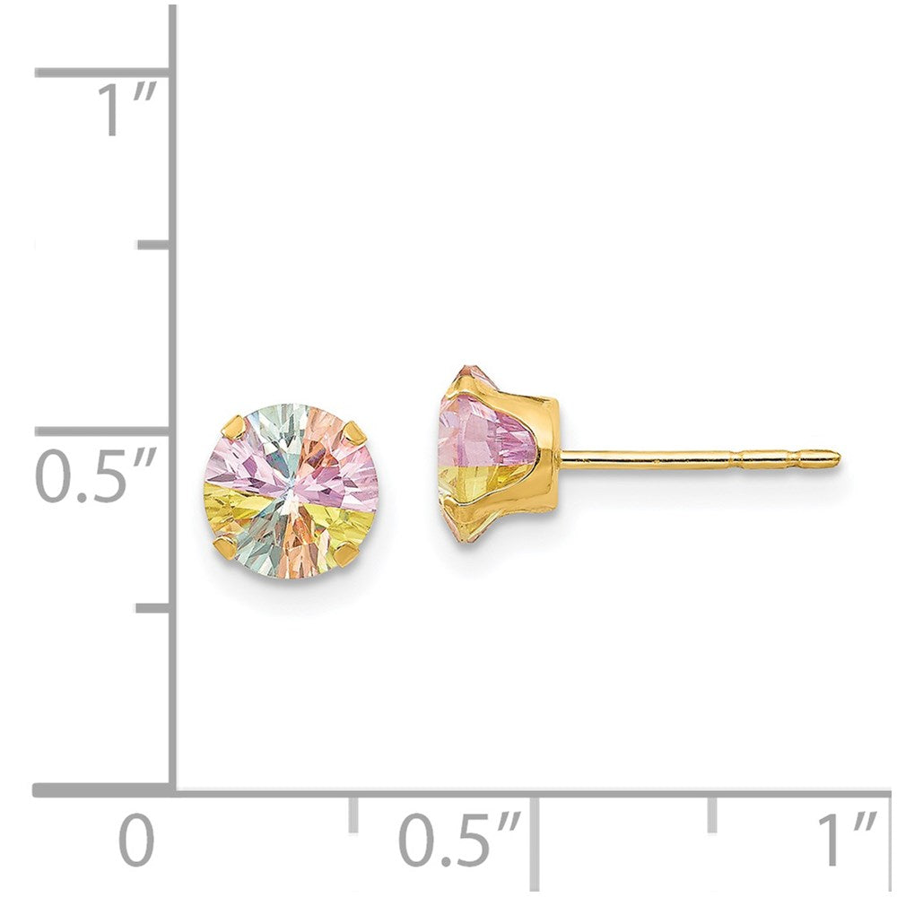 14K Yellow Gold Madi K Multi-color CZ 6mm Post Earrings