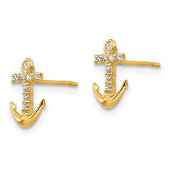 14K Yellow Gold Madi K CZ Anchor Post Earrings