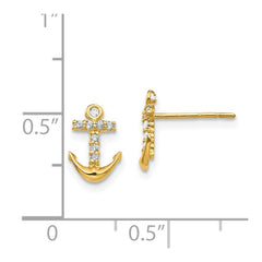 14K Yellow Gold Madi K CZ Anchor Post Earrings