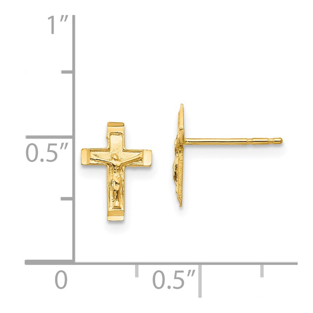 14K Yellow Gold Madi K Crucifix Post Earrings