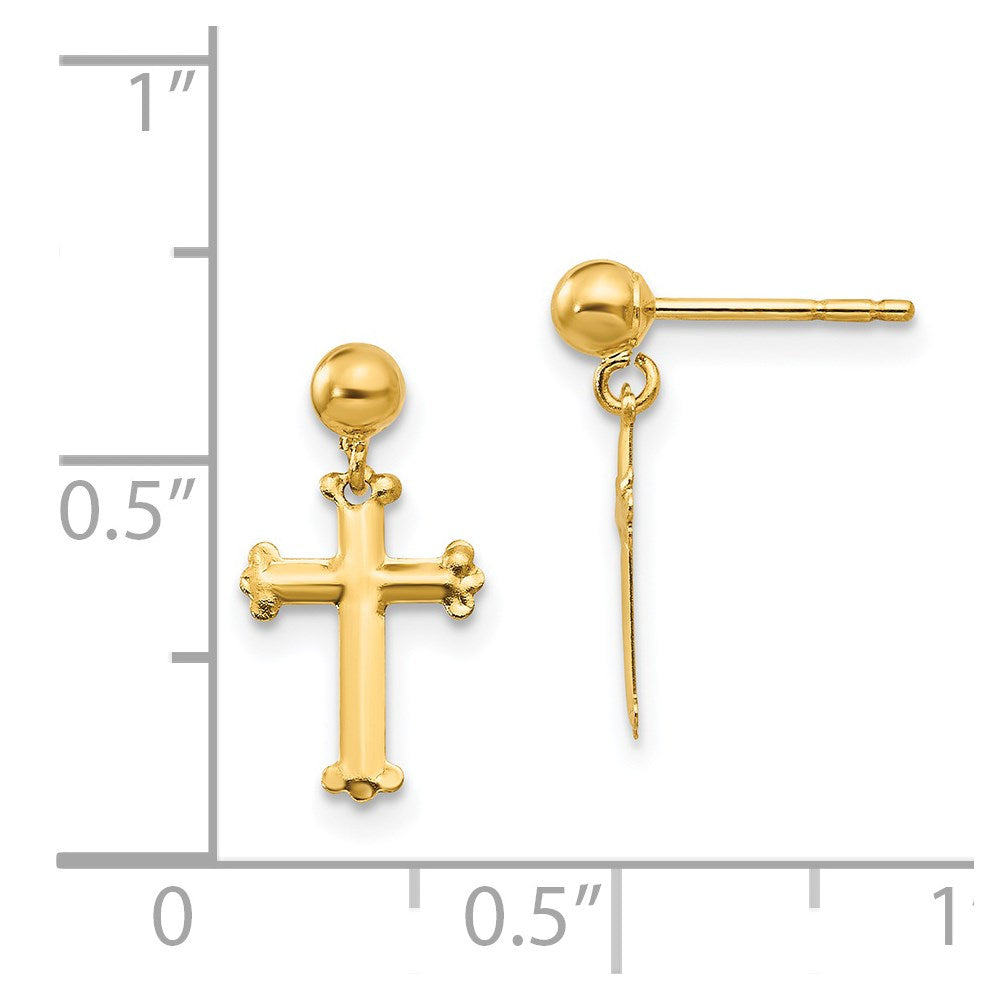 14K Yellow Gold Madi K Cross Dangle Post Earrings
