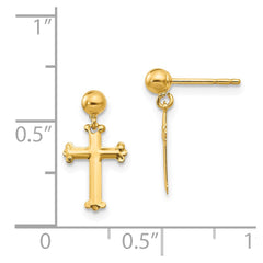 14K Yellow Gold Madi K Cross Dangle Post Earrings