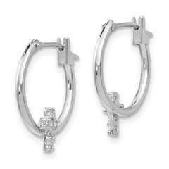14K White Gold Madi K CZ Cross Hoop Earrings