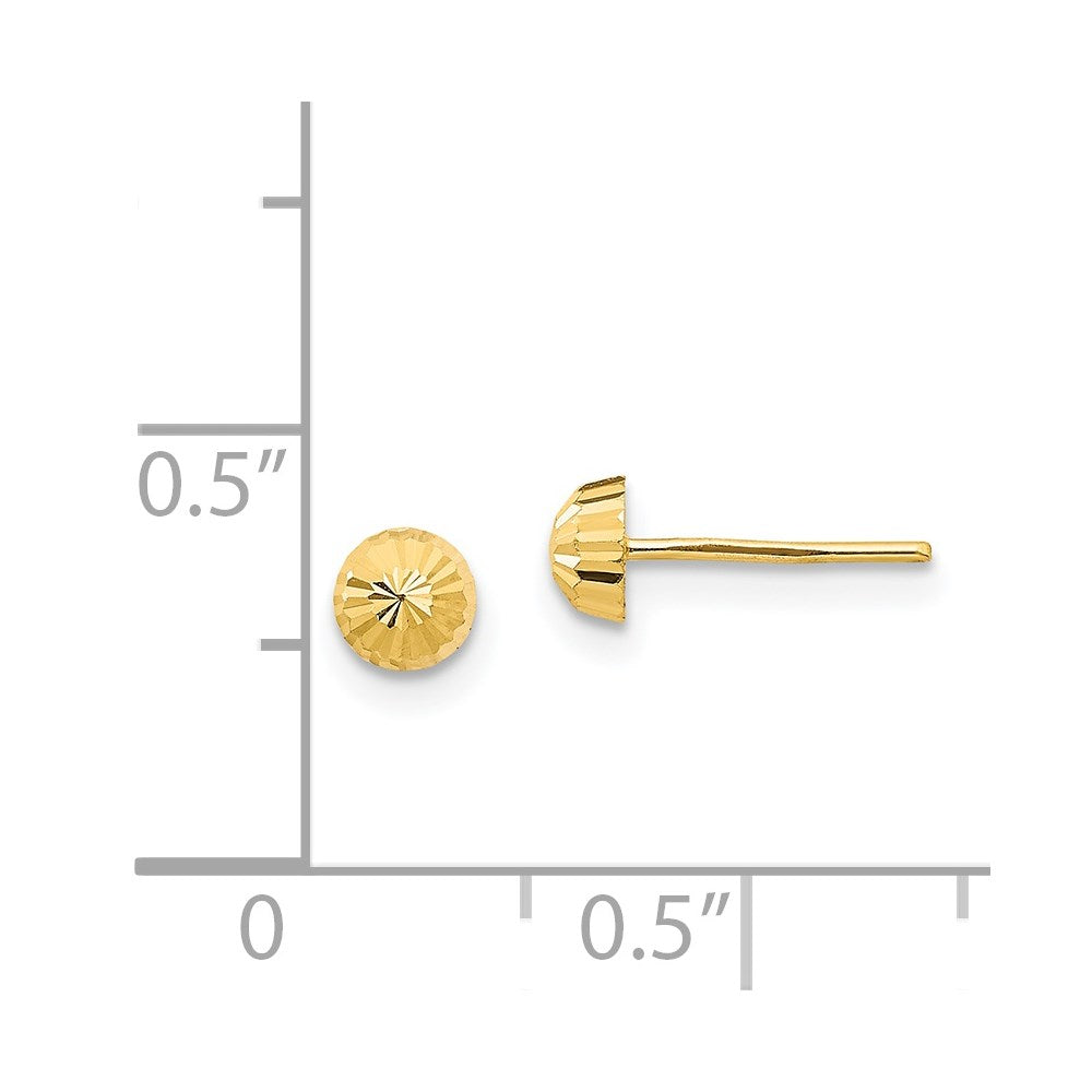 14K Yellow Gold Madi K Diamond-cut 4mm Half-Ball Post Earrings