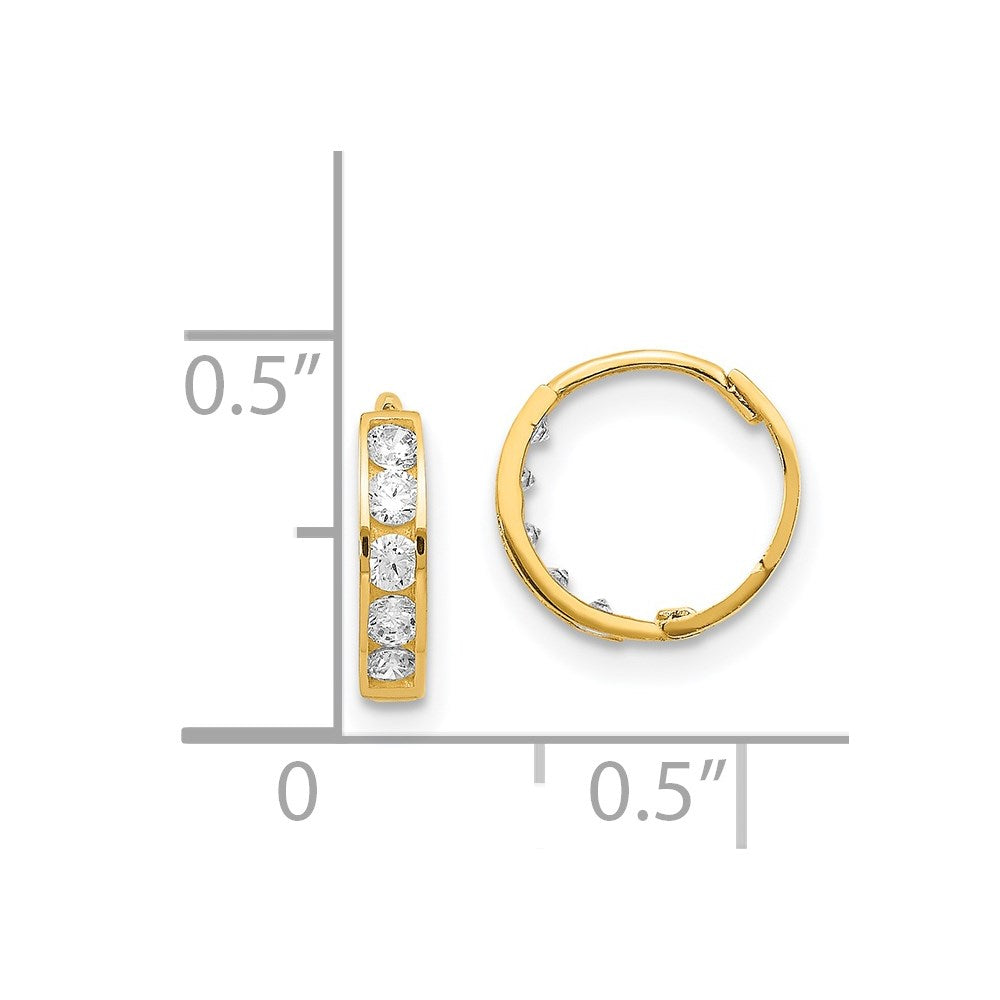 14K Yellow Gold Madi K CZ Hinged Hoop Earrings