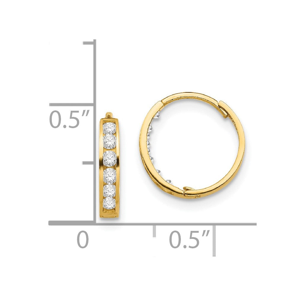 14K Yellow Gold Madi K CZ Hinged Hoop Earrings