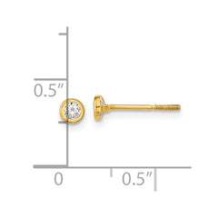 14K Yellow Gold Madi K Yellow Gold Polished CZ Bezel Post Earrings