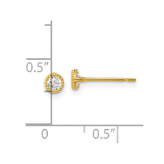 14K Yellow Gold Madi K Milgrain Bezel CZ Post Earrings