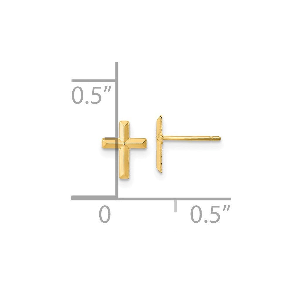 14K Yellow Gold Madi K Polished 3D Cross Post Earrings