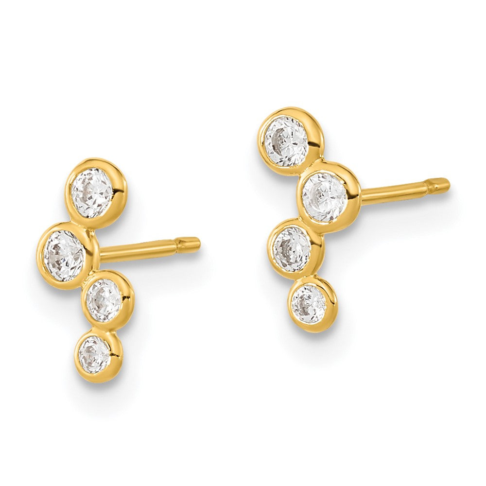 14K Yellow Gold Madi K 4-CZ Bezel Set Post Earrings