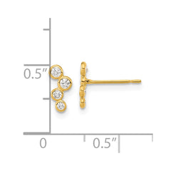 14K Yellow Gold Madi K 4-CZ Bezel Set Post Earrings