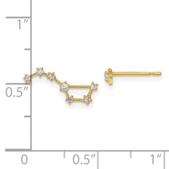 14K Yellow Gold Madi K Childrens CZ 1 Stud Star & 1 Little Dipper Post Earrings