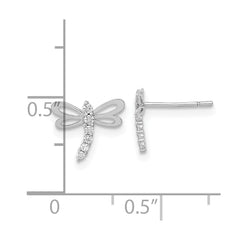 14K White Gold Madi K Polished CZ Dragonfly Post Earrings