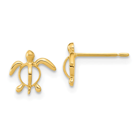 14K Yellow Gold Madi K Childrens Sea Turtle Post Earrings