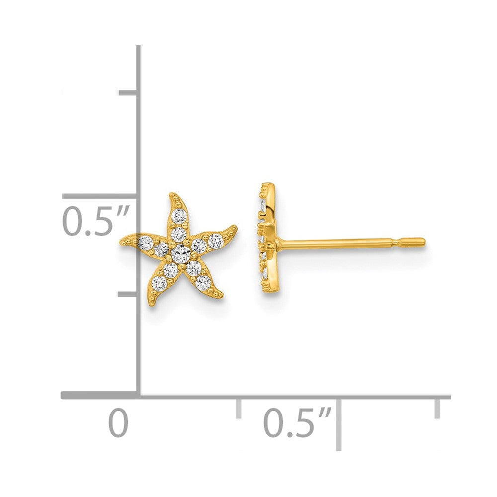 14K Yellow Gold Madi K Childrens CZ Starfish Post Earrings