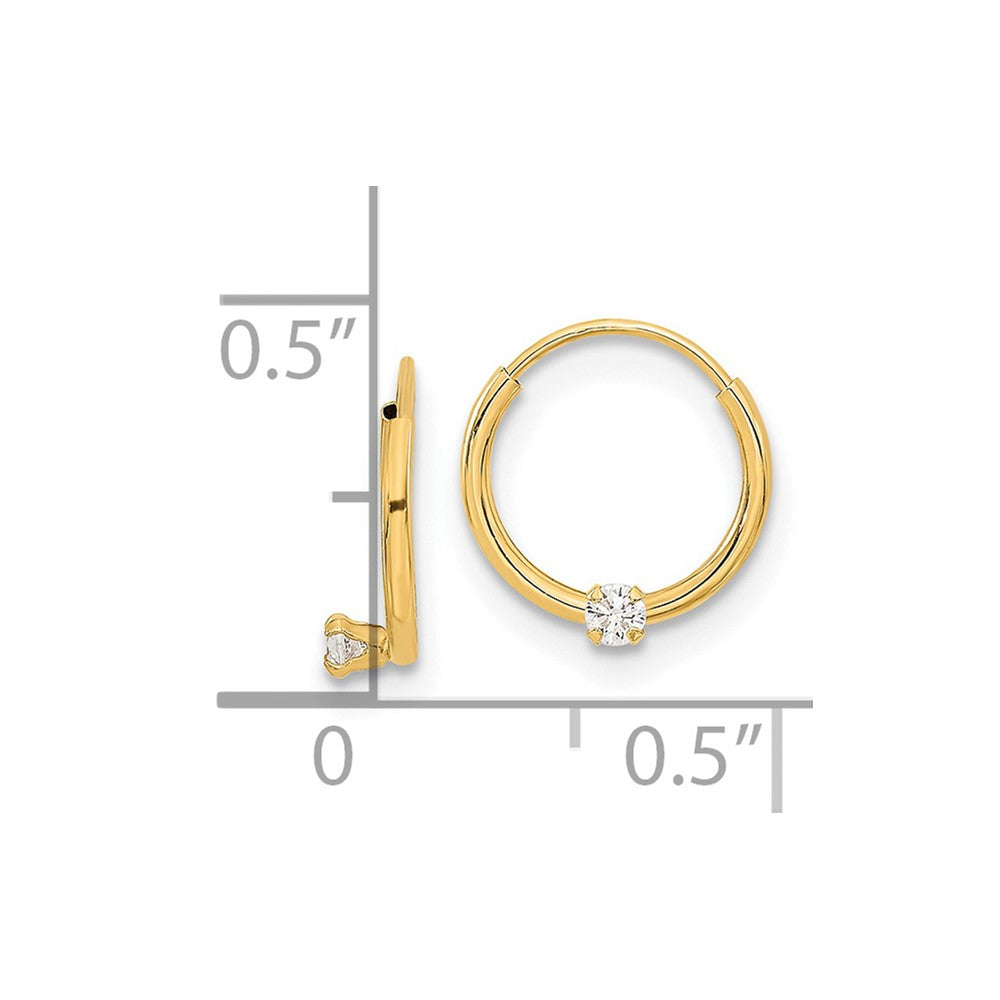 14K Yellow Gold Madi K Polished 2mm CZ on Small Endless Hoops
