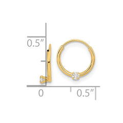 14K Yellow Gold Madi K Polished 2mm CZ on Small Endless Hoops