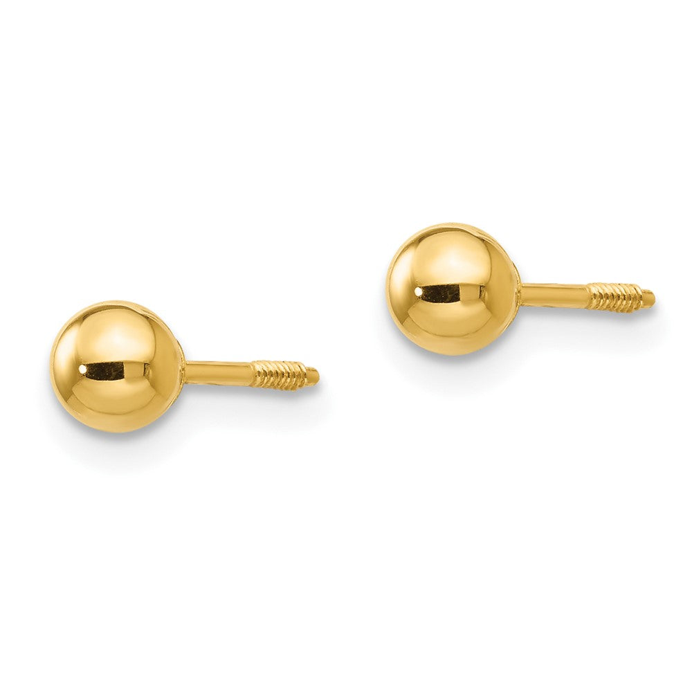 14K Yellow Gold Madi K Polished Reversible 4mm Ball Earrings