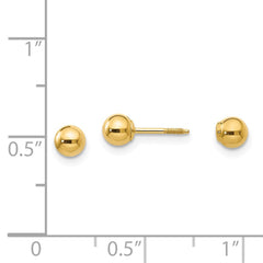 14K Yellow Gold Madi K Polished Reversible 4mm Ball Earrings