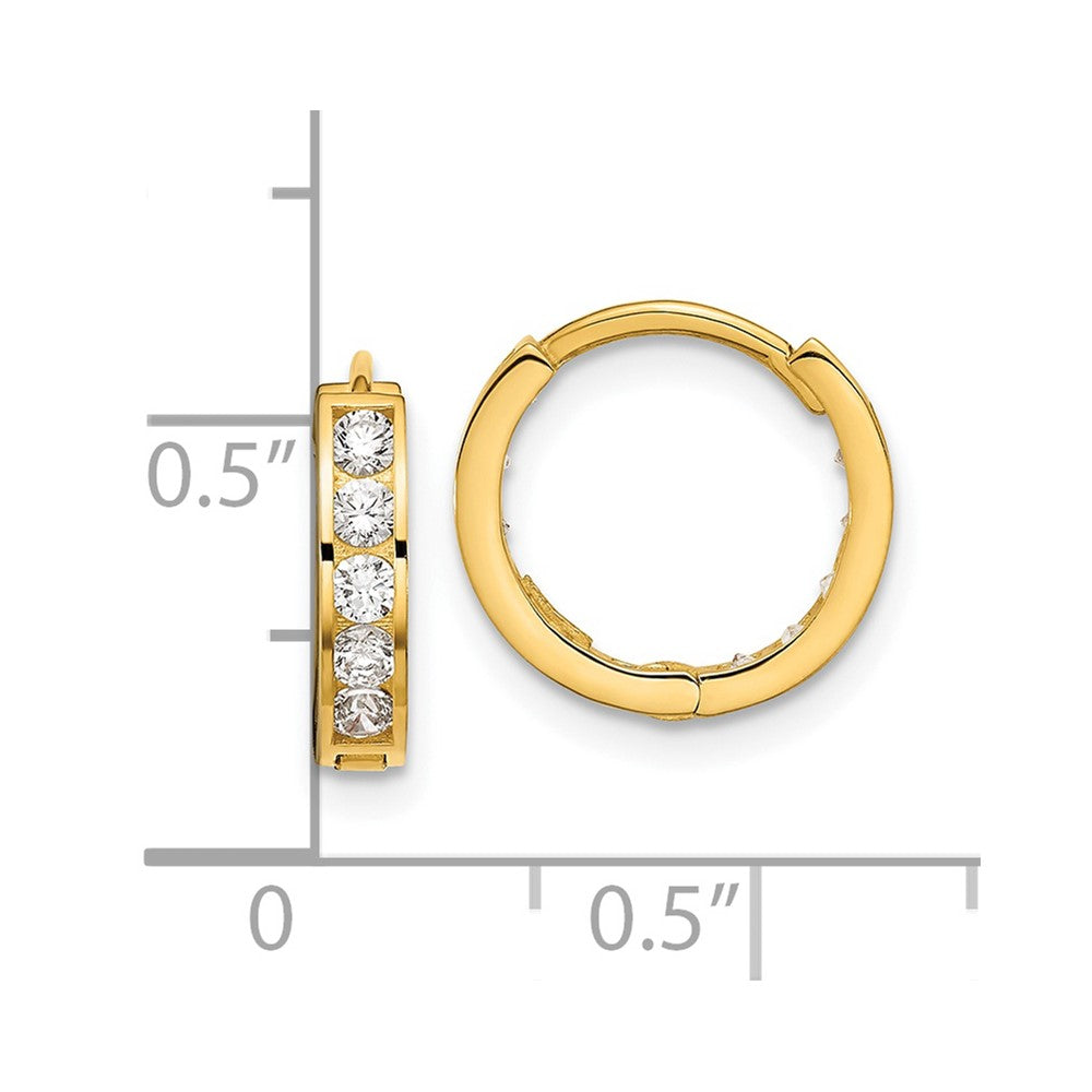 14K Yellow Gold Madi K Round Square CZ Reversible Hinged Hoop Earrings