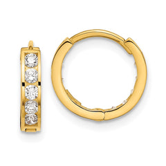 14K Yellow Gold Madi K Round Square CZ Reversible Hinged Hoop Earrings