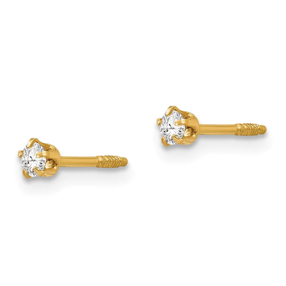 14K Yellow Gold Madi K Polished Reversible Crystal & 3mm Ball Earrings