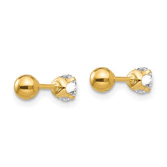 14K Yellow Gold Madi K Polished Reversible CZ & 4mm Ball Earrings