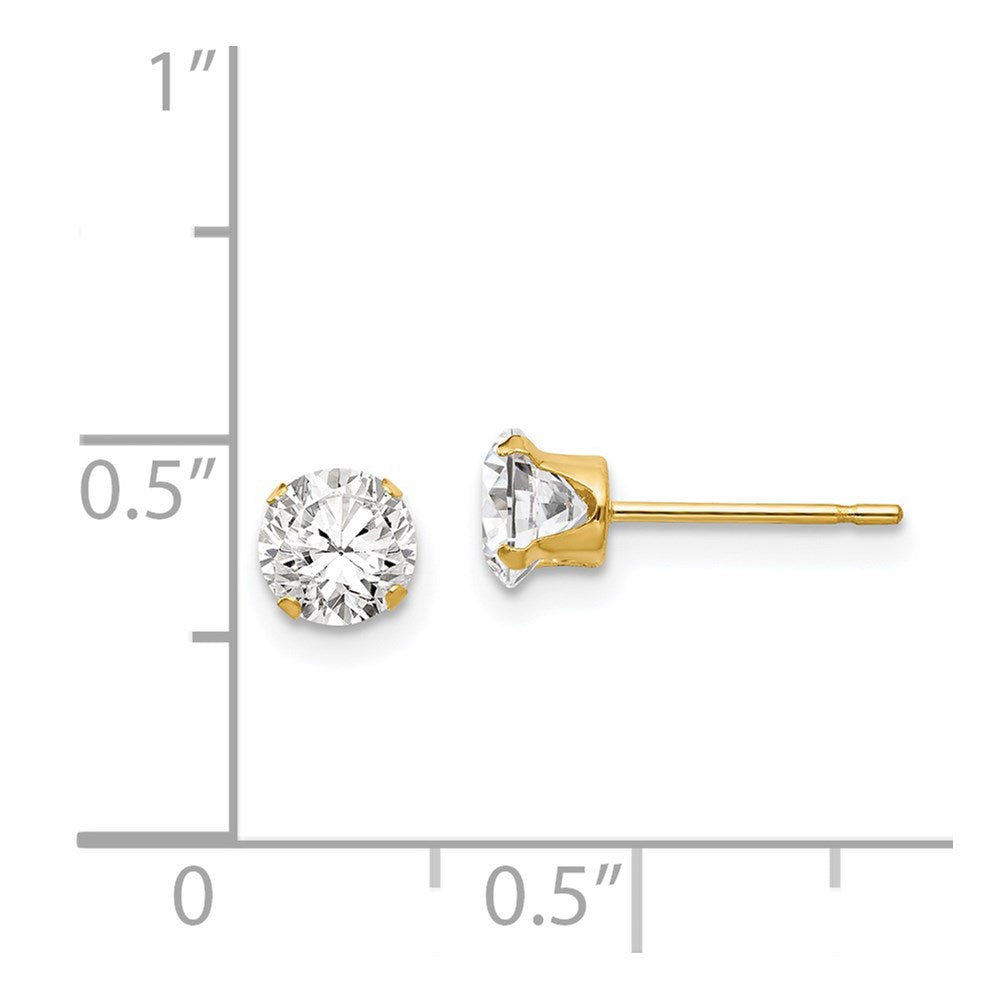 14K Yellow Gold Madi K 5mm CZ Post Earrings