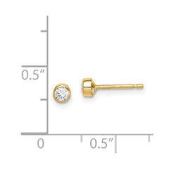 14K Yellow Gold Madi K 3mm CZ Bezel Post Earrings