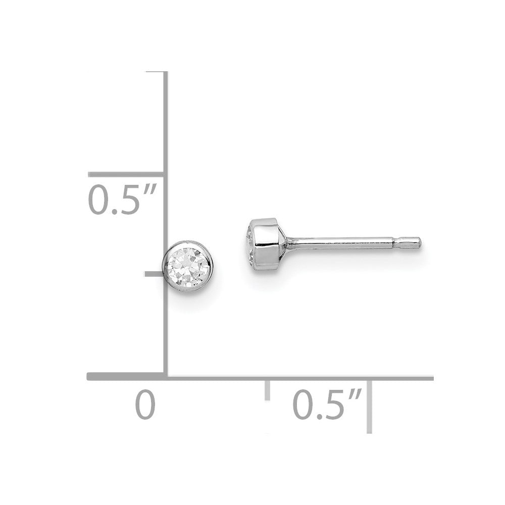 14K White Gold Madi K 3mm CZ Bezel Post Earrings