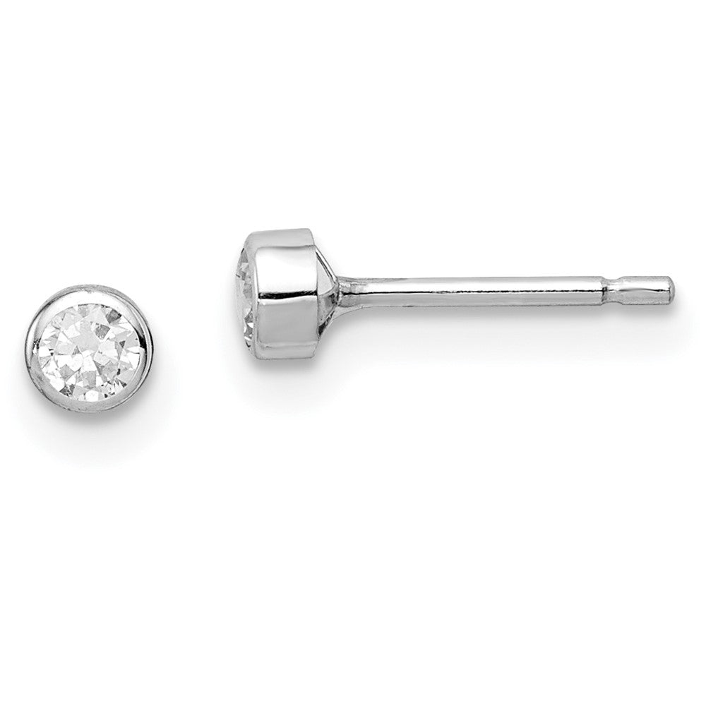 14K White Gold Madi K 3mm CZ Bezel Post Earrings