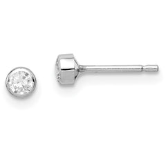 14K White Gold Madi K 3mm CZ Bezel Post Earrings