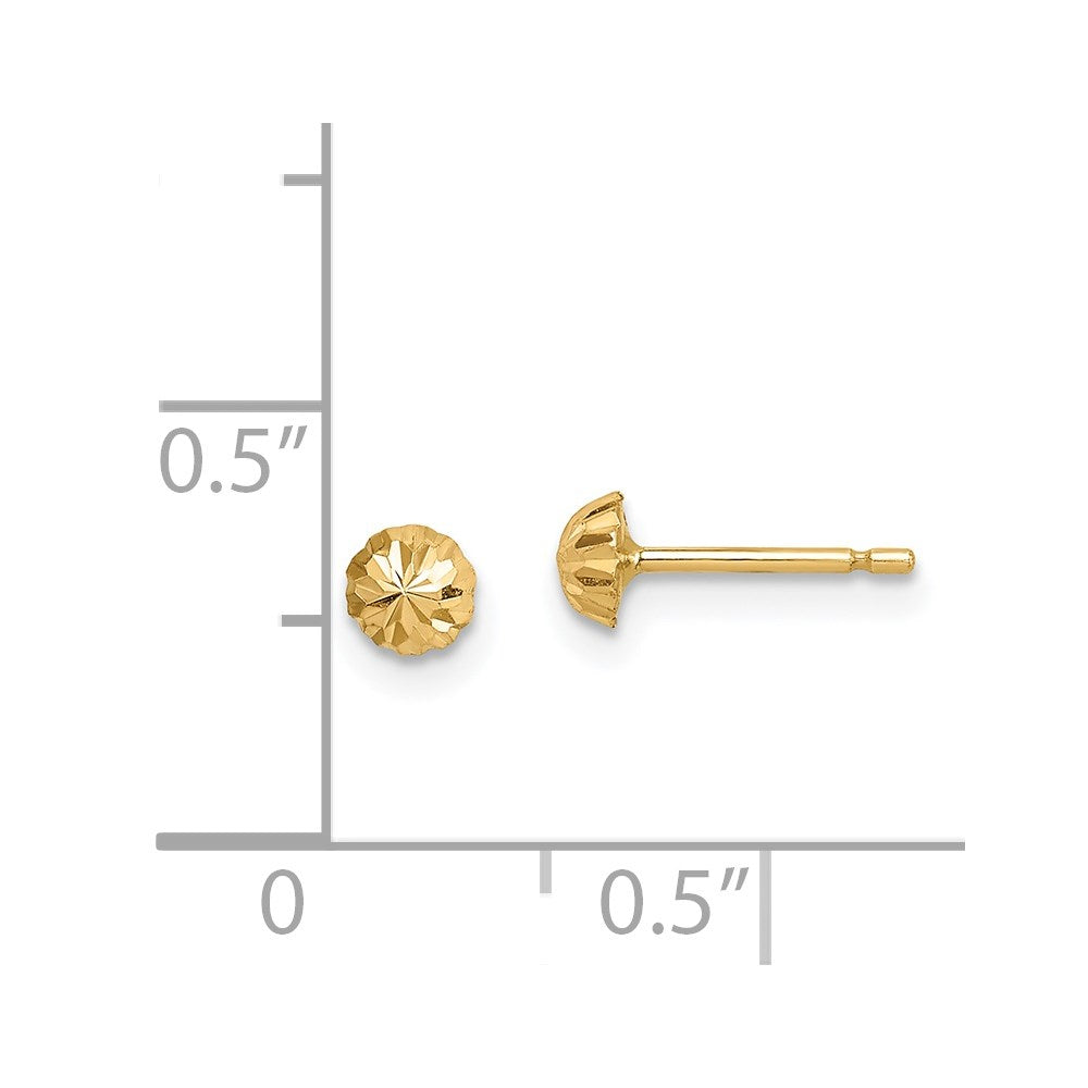 14K Yellow Gold Madi K Diamond-cut 4mm Post Earrings